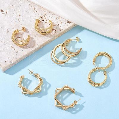 Stainless Steel Triple Line Claw Stud Earrings for Women JE1104A-1