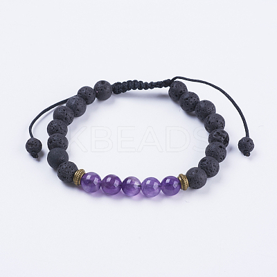 Adjustable Nylon Cord Braided Bead Bracelets BJEW-F308-57B-1