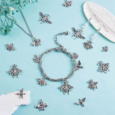 90 Pieces Bee Alloy Charm Pendant Mixed Honey Bee Charm Antique Alloy Insect Charm for Jewelry Making Crafts JX209A-1
