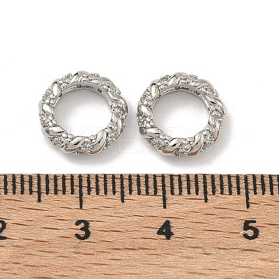 Brass Clear Cubic Zirconia European Beads KK-D228-10P-1