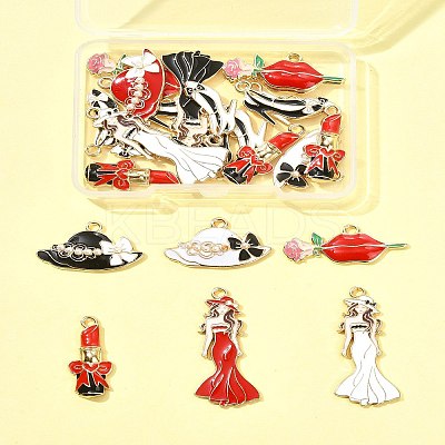 24Pcs 6 Styles Alloy Enamel Pendants ENAM-FS0002-70-1