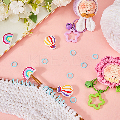 4Pcs 2 Styles Hot Air Balloon & Rainbow Silicone Beads Knitting Needle Protectors/Knitting Needle Stoppers DIY-SC0023-90-1
