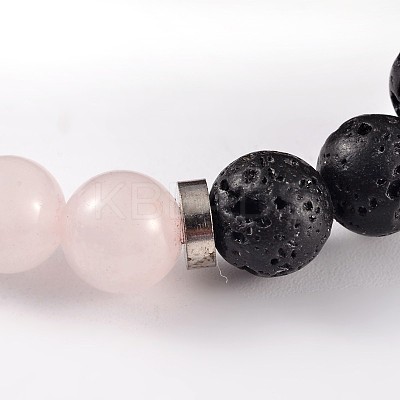 Natural Lava Rock Beaded Stretch Bracelets BJEW-JB02184-01-1