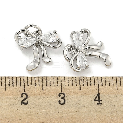 Brass with Clear Cubic Zirconia Charms with Jump Rings KK-Q820-09P-1