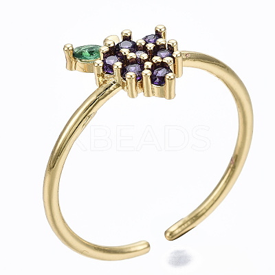 Brass Micro Pave Cubic Zirconia Cuff Rings RJEW-S045-056-NR-1