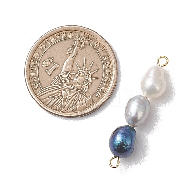 Natural Cultured Freshwater Pearl Potato Beaded Connector Charms PALLOY-JF04985-1