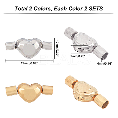4sets 2 Styles 304 Stainless Steel European Clasps STAS-UN0020-75-1