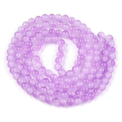 Baking Paint Imitation Jade Glass Round Bead Strands DGLA-N003-8mm-05-1