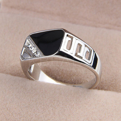 Alloy Micro Pave Cubic Zirconia Finger Rings for Men FS-WGE231C-01-1