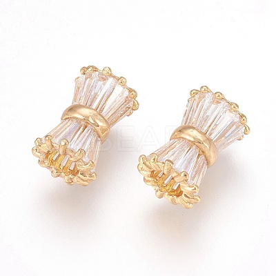 Brass Clear Cubic Zirconia European Beads KK-G348-01-1