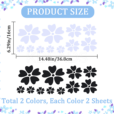 4 Sheets 2 Colors Flower PVC Waterproof Car Stickers DIY-GF0008-94B-1