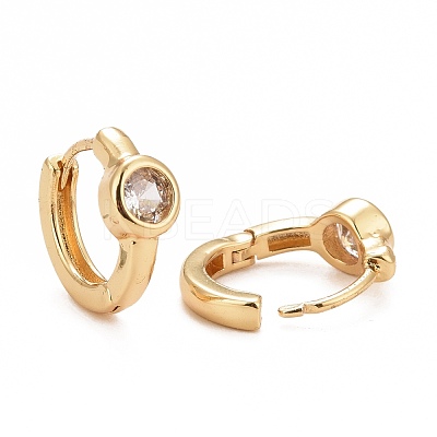 Flat Round Cubic Zirconia Hoop Earrings EJEW-G288-05G-1