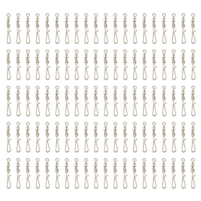 100Pcs Brass with Stainless Steel Fishing Fishhook Connector Clasp FIND-FH0010-48P-1