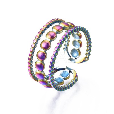 304 Stainless Steel Hollow Cuff Ring RJEW-N038-081-1