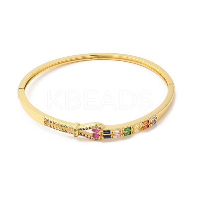 Colorful Cubic Zirconia Knot Hinged Bangle BJEW-L681-003G-1