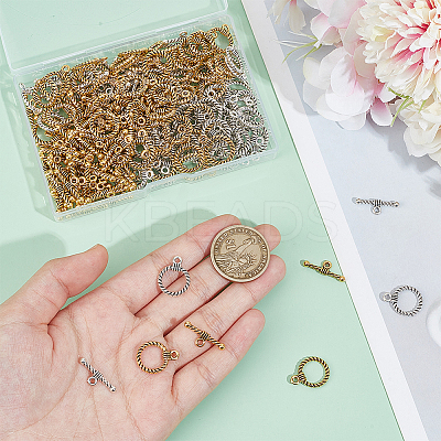 120Pcs 2 Colors Tibetan Style Alloy Toggle Clasps TIBE-SP0001-01-1