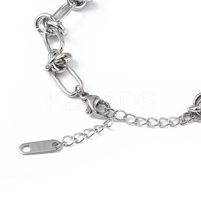 Non-Tarnish 304 Stainless Steel Oval & Knot Link Chain Bracelets for Men Women BJEW-G669-17P-1