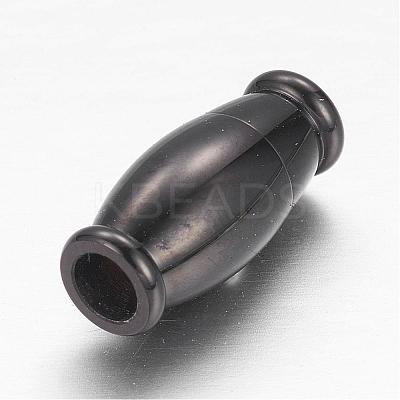 Barrel 304 Stainless Steel Magnetic Clasps with Glue-in Ends STAS-I045-15B-1