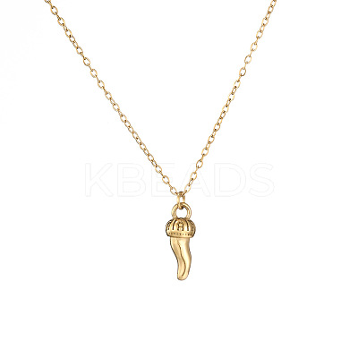 304 Stainless Steel Italian Horn Pendant Necklaces for Women WGAC5B5-04-1
