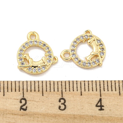Brass Micro Pave Clear Cubic Zirconia Charms KK-Z044-20G-1