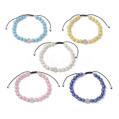 Acrylic & Alloy Beads Braided Bead Bracelets BJEW-JB13095-1