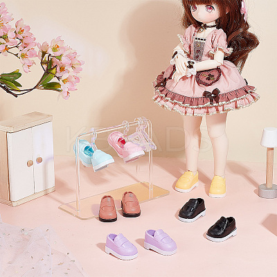 6 Pairs 6 Colors Plastic Doll Shoes AJEW-OC0004-40-1