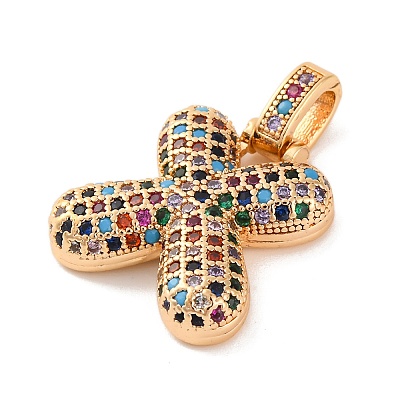 Brass Micro Pave Cubic Zirconia Pendants KK-C076-29X-G02-1