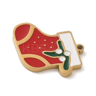 Christmas Themes 304 Stainless Steel Enamel Charms STAS-K312-04F-G-1