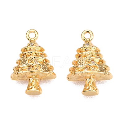Christmas Theme Brass Pave Clear Cubic Zirconia Charms KK-T073-06G-1