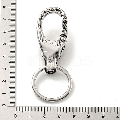 Tibetan Style 316 Surgical Stainless Steel Fittings with 304 Stainless Steel Key Ring FIND-Q101-09AS-02-1