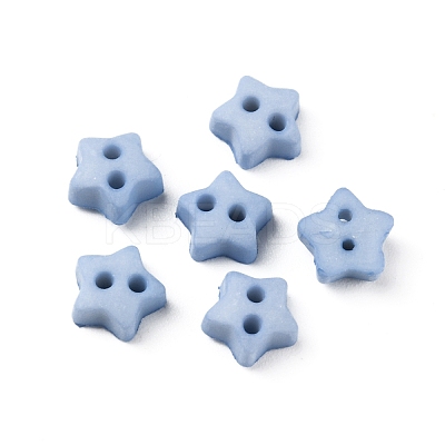 2-Hole Frosted Mini Resin Buttons BUTT-WH0020-28J-1