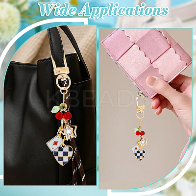 4Pcs Alloy Enamel & Acrylic Pendant Decorations KEYC-NB00031-1