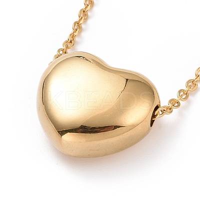 304 Stainless Steel Heart Pendant Necklace for Women NJEW-G018-02G-1