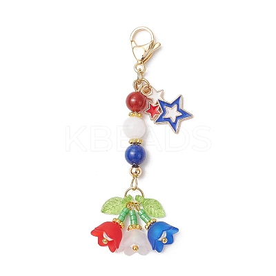 Handmade Glass Seed Beaded and Acylic Flower Pendant Decorations Sets HJEW-MZ00253-1