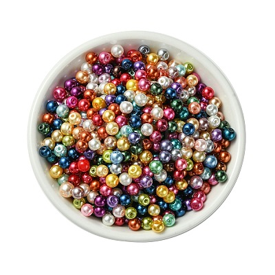 Baking Paint Pearlized Glass Pearl Round Bead Strands X-HY-Q004-4mm-M-1