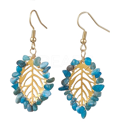Natural & Synthetic Mixed Gemstone Chips Dangle Earrings EJEW-JE05695-01-1