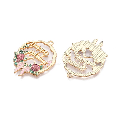Rack Plating Alloy Enamel Pendants ENAM-N056-370KCG-01-1