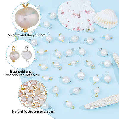 48Pcs 2 Colors Natural Cultured Freshwater Pearl Charms FIND-FI0001-17B-1