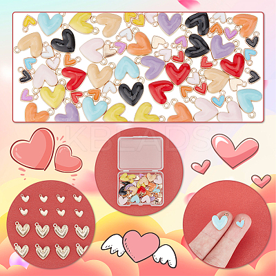 64Pcs 16 Style Alloy Enamel Pendants ENAM-PH0002-53-1