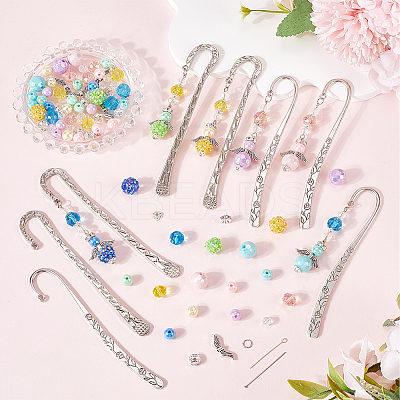 DIY Angel Resin Rhinestone & Alloy Bookmarks Making Kits DIY-SC0027-21-1