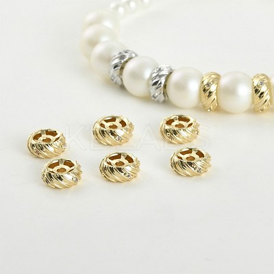 Brass Micro Pave Clear Cubic Zirconia Spacer Beads LS-KK-K371-31G-1