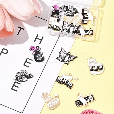 14Pcs 7 Styles Spray Painted Alloy Enamel Pendants ENAM-FS0002-63-1