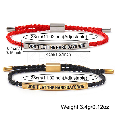 2Pcs DON'T LET THE HARD DAYS WIN 304 Stainless Steel Charm Motivational Quote Bracelets FG5463-5-1