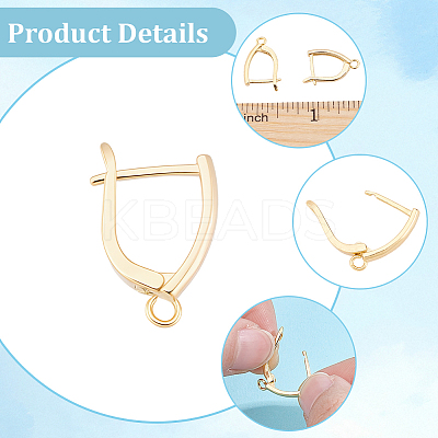 20Pcs Rack Plating Eco-friendly Brass Hoop Earring Findings with Latch Back Closure KK-BBC0027-50G-1