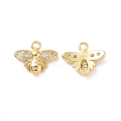 Bee Brass Micro Pave Clear Cubic Zirconia Charms KK-G435-18G-1