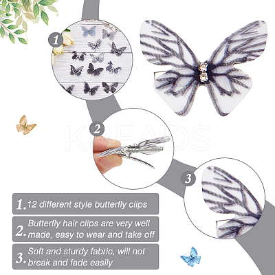 24Pcs 2Bags Cloth Butterfly Alligator Hair Clip FIND-CP0002-49A-1