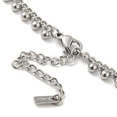 Non-Tarnish 304 Stainless Steel Round Ball Charms Link Chain Necklaces NJEW-G119-01P-1