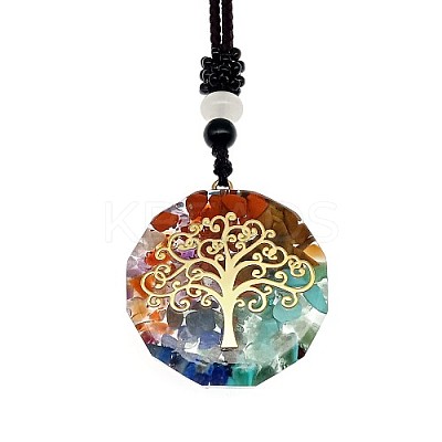 Resin & Natural & Synthetic Mixed Gemstone Pendant Necklaces OG4289-20-1