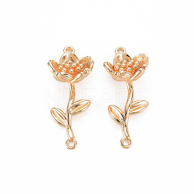 Brass Birth Flower Connector Charms X-KK-S364-233-1
