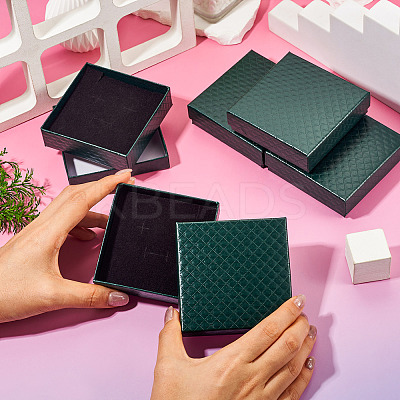 5Pcs Rhombus Textured Cardboard Jewelry Packing Boxes with Sponge Inside CBOX-TA0001-18E-1